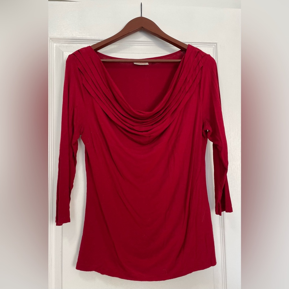 Deletta Red Cowl Neck Shirt